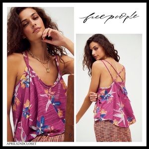 FREE PEOPLE BOHO TANK TOP FLOWY BOHEMIAN PRINT SLEEVELESS TEE A2C